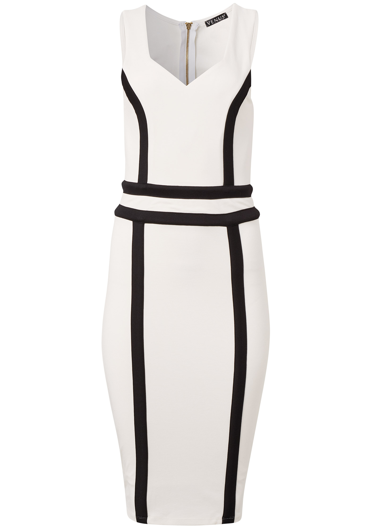 venus black and white dress