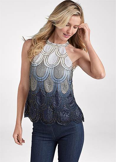 Embellished Ombre Top