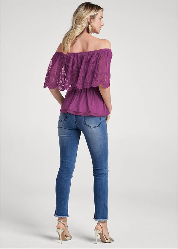 Full back view Lace Off-The-Shoulder Top