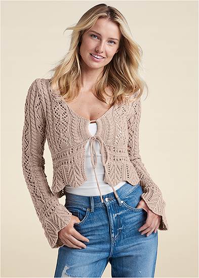 Tie-Front Cropped Cardigan
