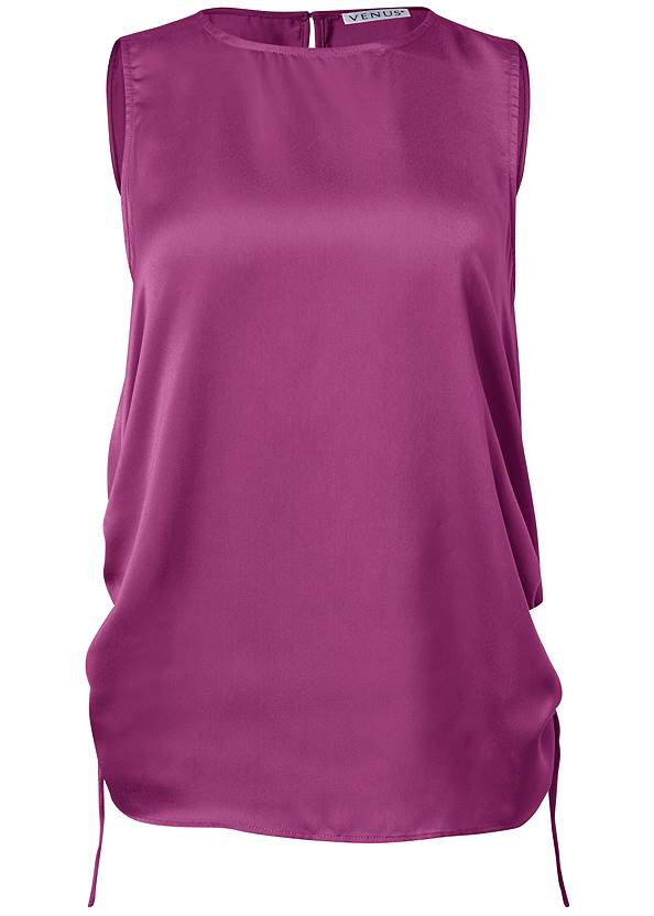 Alternate View Satin Ruched Tank Top