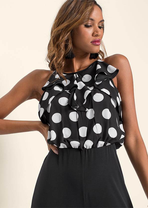 Cropped Front View Polka-Dot Jumpsuit