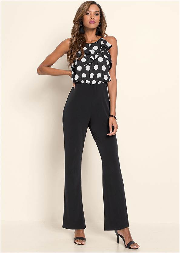 Full Front View Polka-Dot Jumpsuit