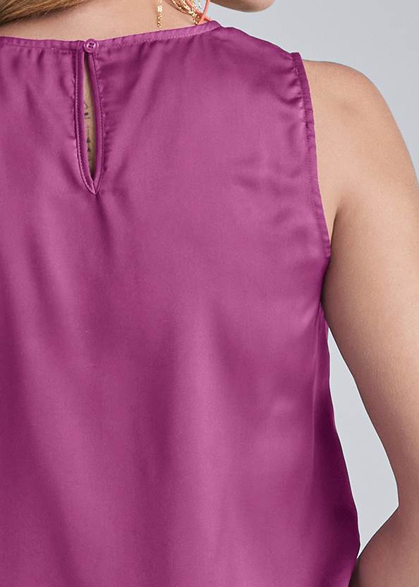 Detail back view Satin Ruched Tank Top