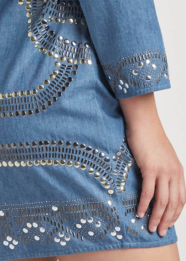 Detail back view Embellished Chambray Dress