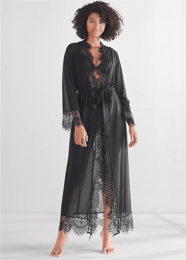 Long Sleeved Maxi Robe,Pearl By Venus® Perfect Coverage Bra, Any 2 For $75,Pearl By Venus® Allover Lace Thong 3 Pack