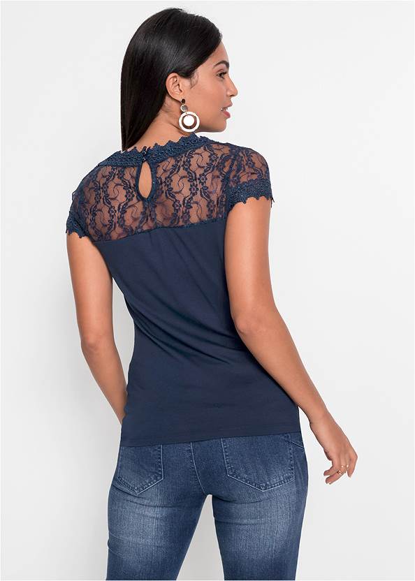 Cropped Back View Lace Detail Tee