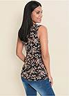 Back View Tie-Front Floral Top