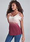Cropped front view Ombre Cold-Shoulder Top