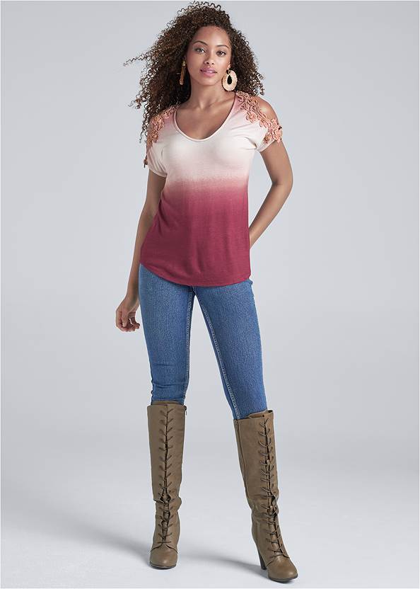 Full front view Ombre Cold-Shoulder Top