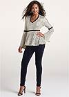 Full front view Sequin Bell Sleeve Top