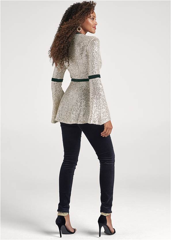 Back View Sequin Bell Sleeve Top