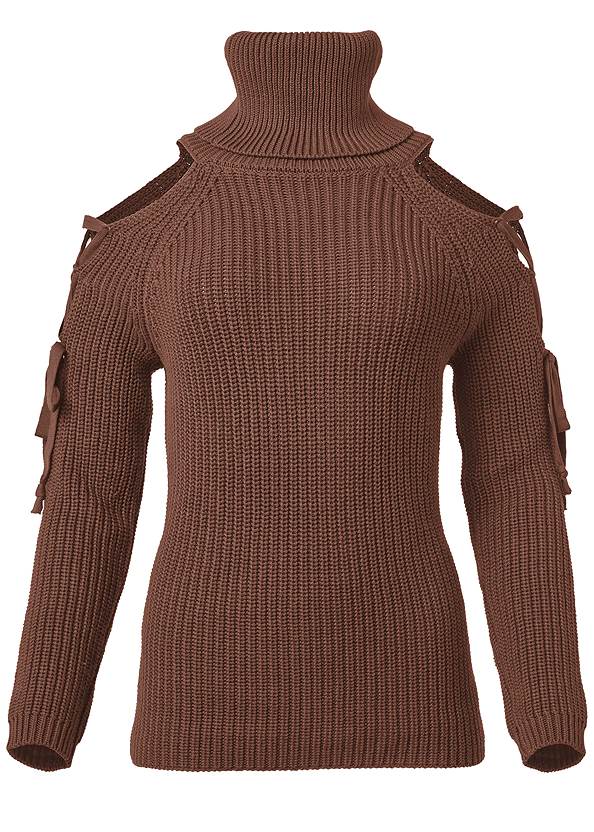 Alternate View Cold Shoulder Turtleneck Sweater