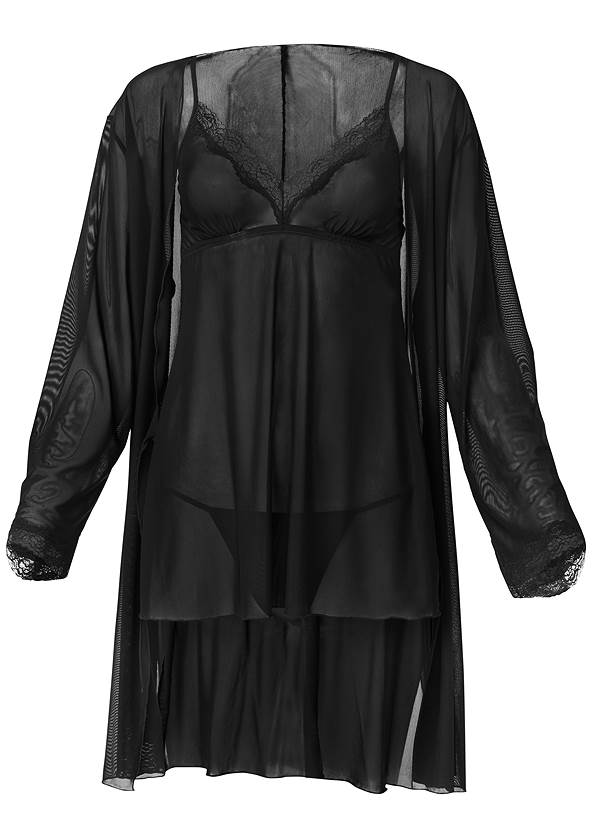 Ghost with background  view Sheer Babydoll Robe Set