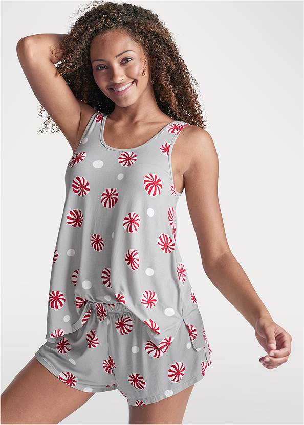 Tank And Shorts Pajama Set,Flutter Sleeve Nightgown