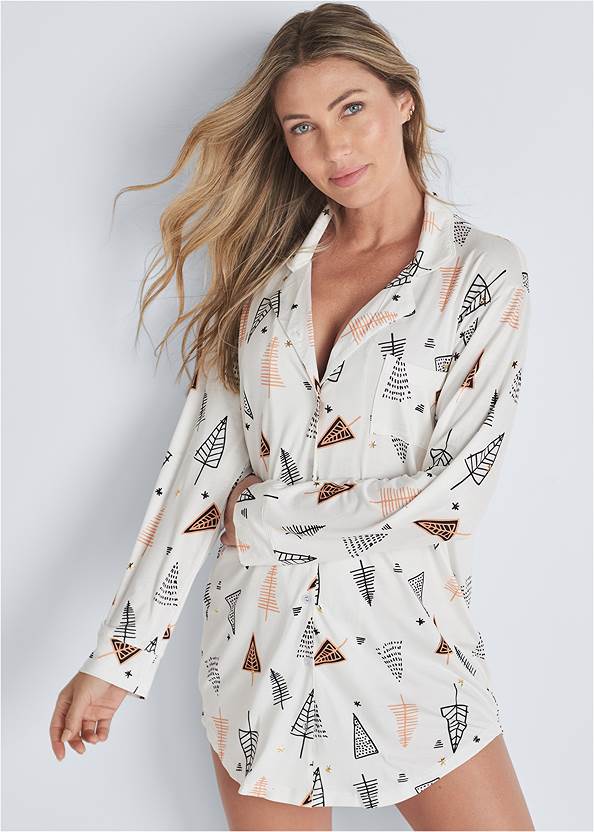 Cropped front view Button-Down Sleepshirt