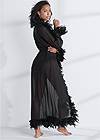 Back View Faux-Feather Trim Maxi Robe