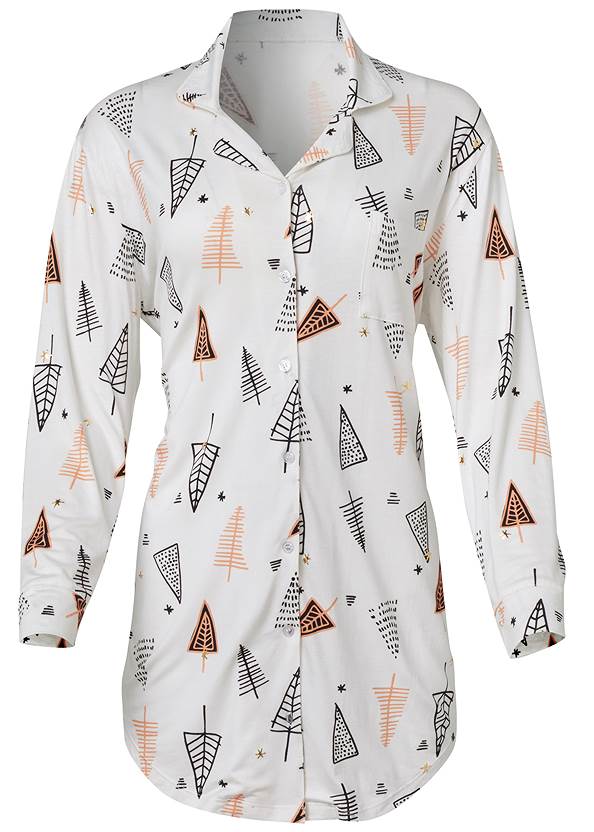 Ghost with background  view Button-Down Sleepshirt