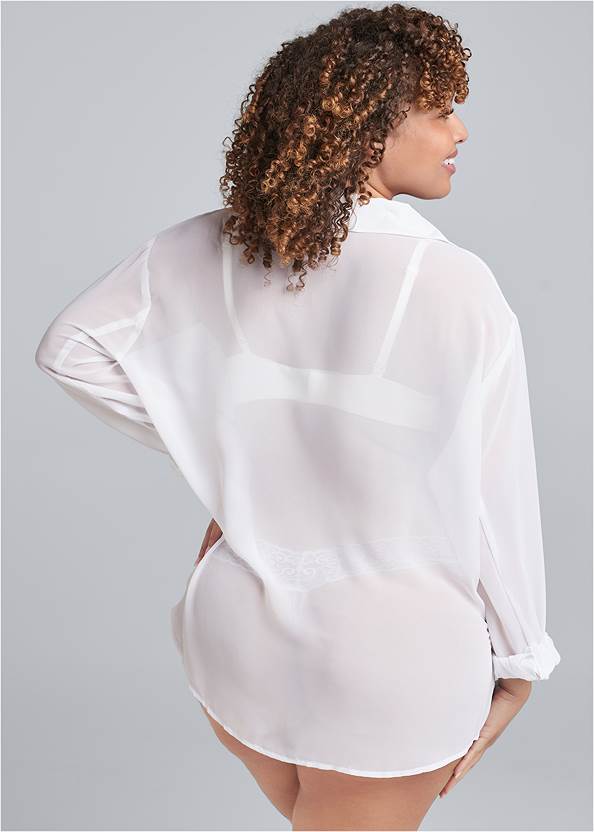 Back View Sheer Button-Up Sexy Shirt