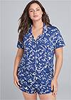 Cropped Front View Short Sleeve Pajama Set