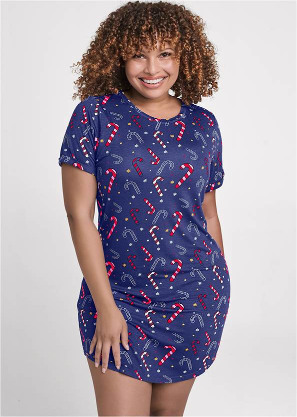 Cropped Front View Printed Sleepshirt