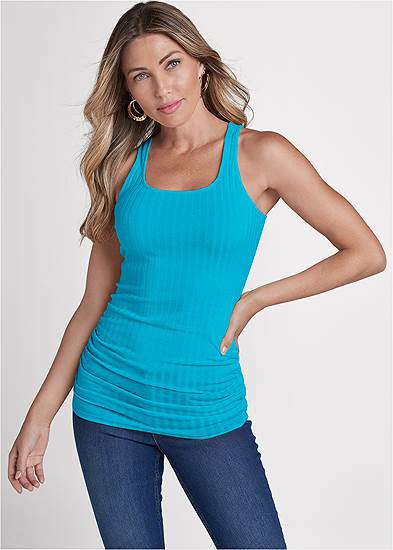 Ribbed Square Neck Tank Top