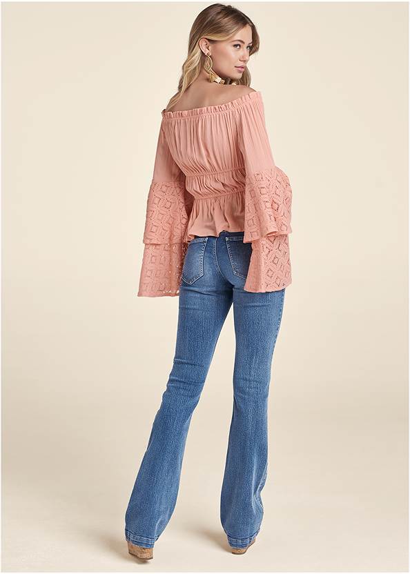 Back View Lace Bell Sleeve Top