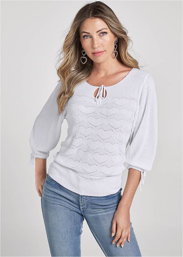 Front View Heart Knit Sweater