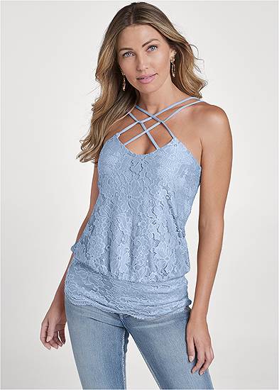 Strappy Lace Banded Top
