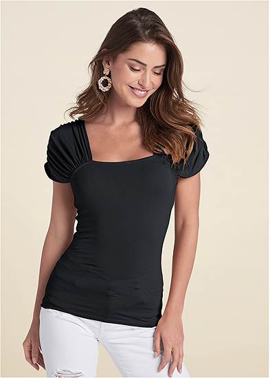 Plus Size Ruched Sleeve Top
