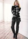 Front View Contrast Fringe Sweater