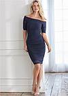 Front View Ruched Mesh Bodycon Dress