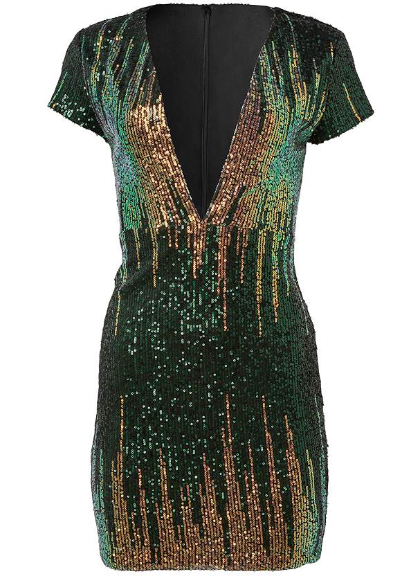 Alternate View Plunging Sequin Dress