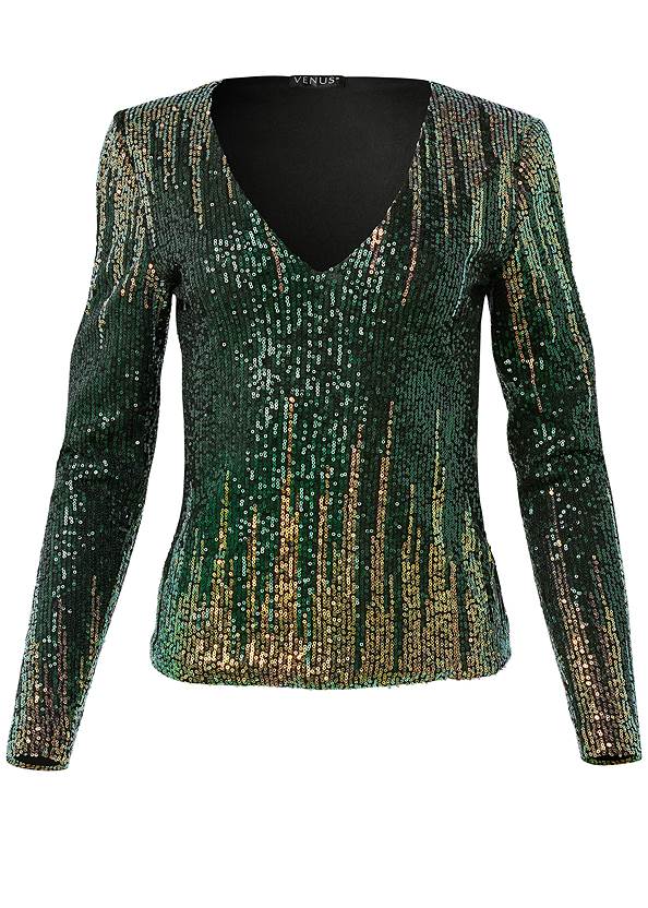 Ghost with background  view Sequin V-Neck Top