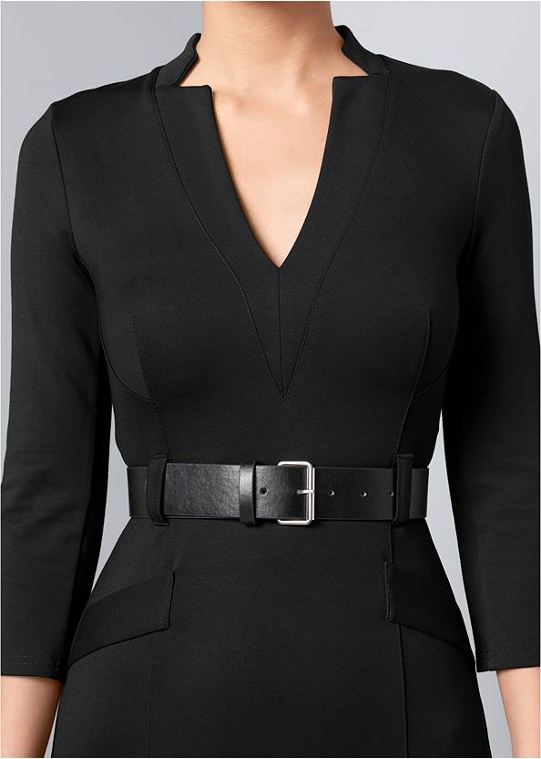 venus belted midi shirt dress