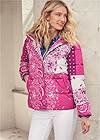 Front View Paisley Print Puffer Jacket