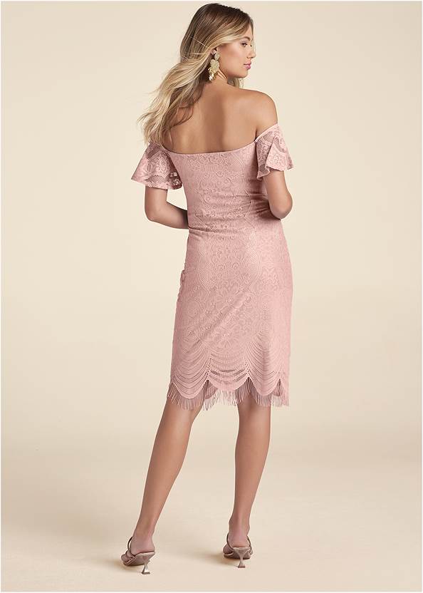 Full back view Off-The-Shoulder Lace Dress