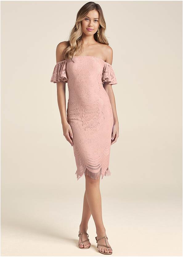 Full front view Off-The-Shoulder Lace Dress