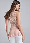 Cropped Back View Crochet Lace Back Tank Top