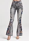 Front View Floral Embroidered Jeans