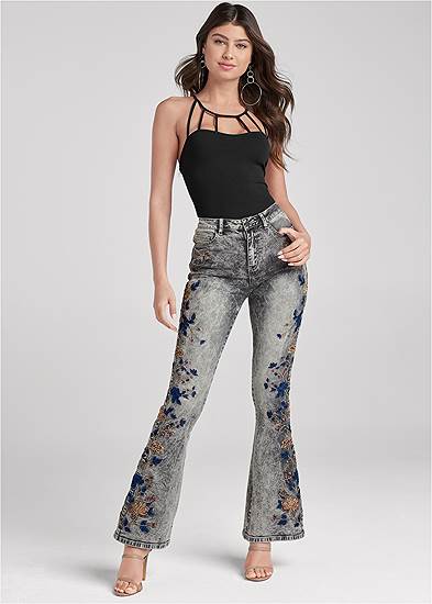 Floral Embroidered Jeans