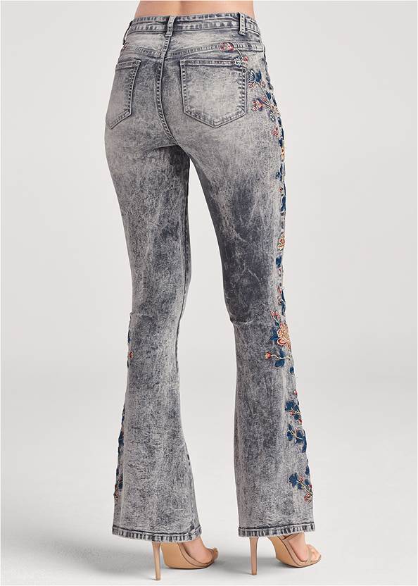 Back View Floral Embroidered Jeans