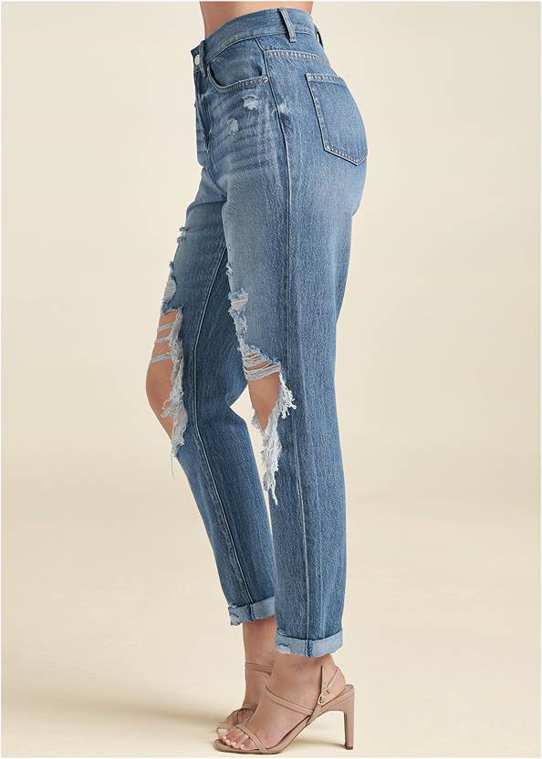 Waist down side view Rigid Ripped Relaxed Fit Jeans