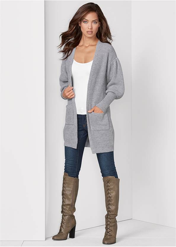 Oversized Cardigan,Basic Cami Two Pack,Heidi Skinny Jeans,Lace-Up Tall Boots