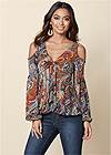 Alternate View Cold-Shoulder Paisley Top