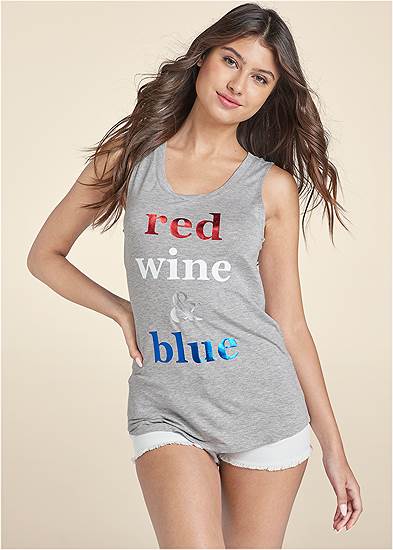 Plus Size Red Wine And Blue Lounge Tank Top