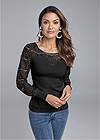 Front View Lace Sleeve Sweater