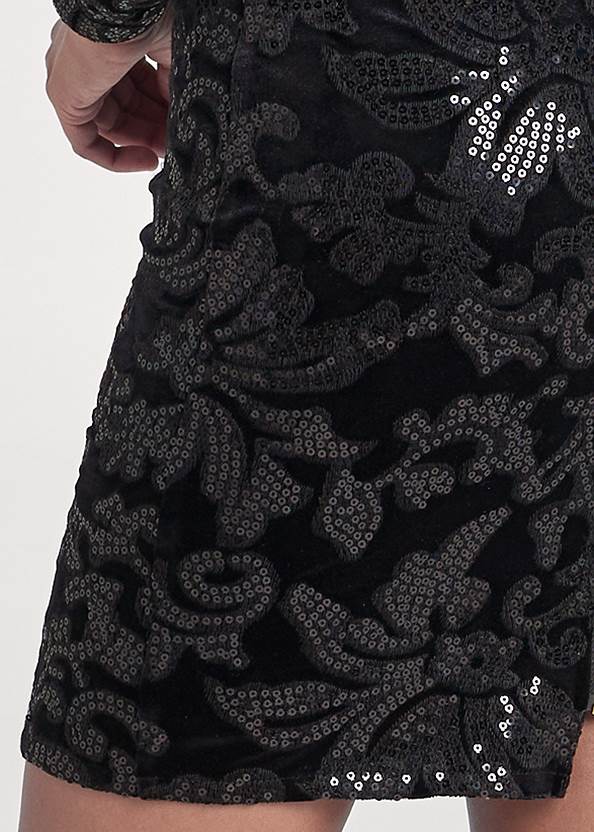 Alternate View Sequin Detail Velvet Dress