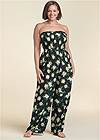 Front View Floral Strapless Jumpsuit