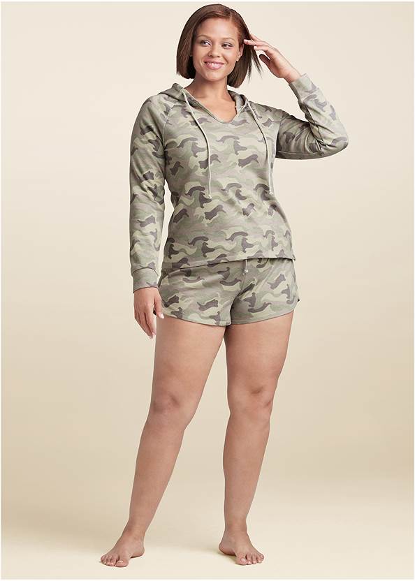 Front View Lounge Hoodie Shorts Set
